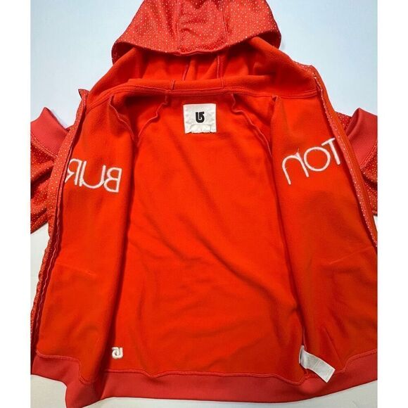 Burton Girls Orange White Dot Fleece Full Zip Hoodie Burton Embroidered Size XL - Picture 3 of 14